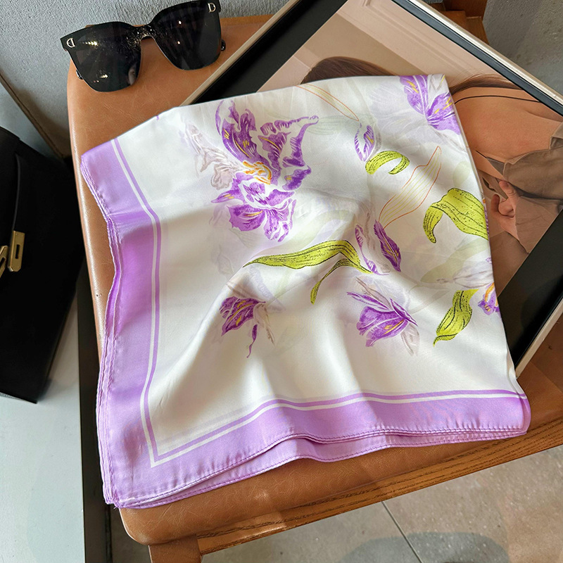 Bufandas de seda para mujeres 2025 primavera y otoño moda versátil temperamento minimalista 65cm bufandas de seda simuladas bufandas delgadas bufandas