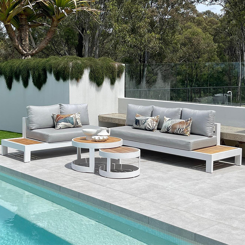 Villa patio terraza sofá de aleación de aluminio combinación de jardín al aire libre impermeable muebles de protección solar sofá de ocio al aire libre