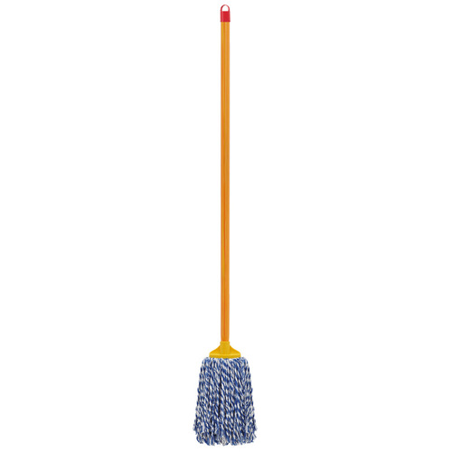 Blue and white line mop, large cotton line flat mop, wooden pole, old-fashioned household, factory cotton yarn ordinary mop