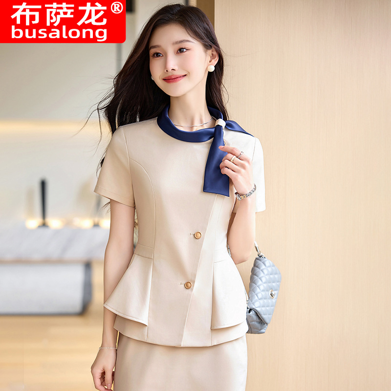New Busalong Spring/Summer Casual Short-Sleeve Blazer for Women, Workwear 6615