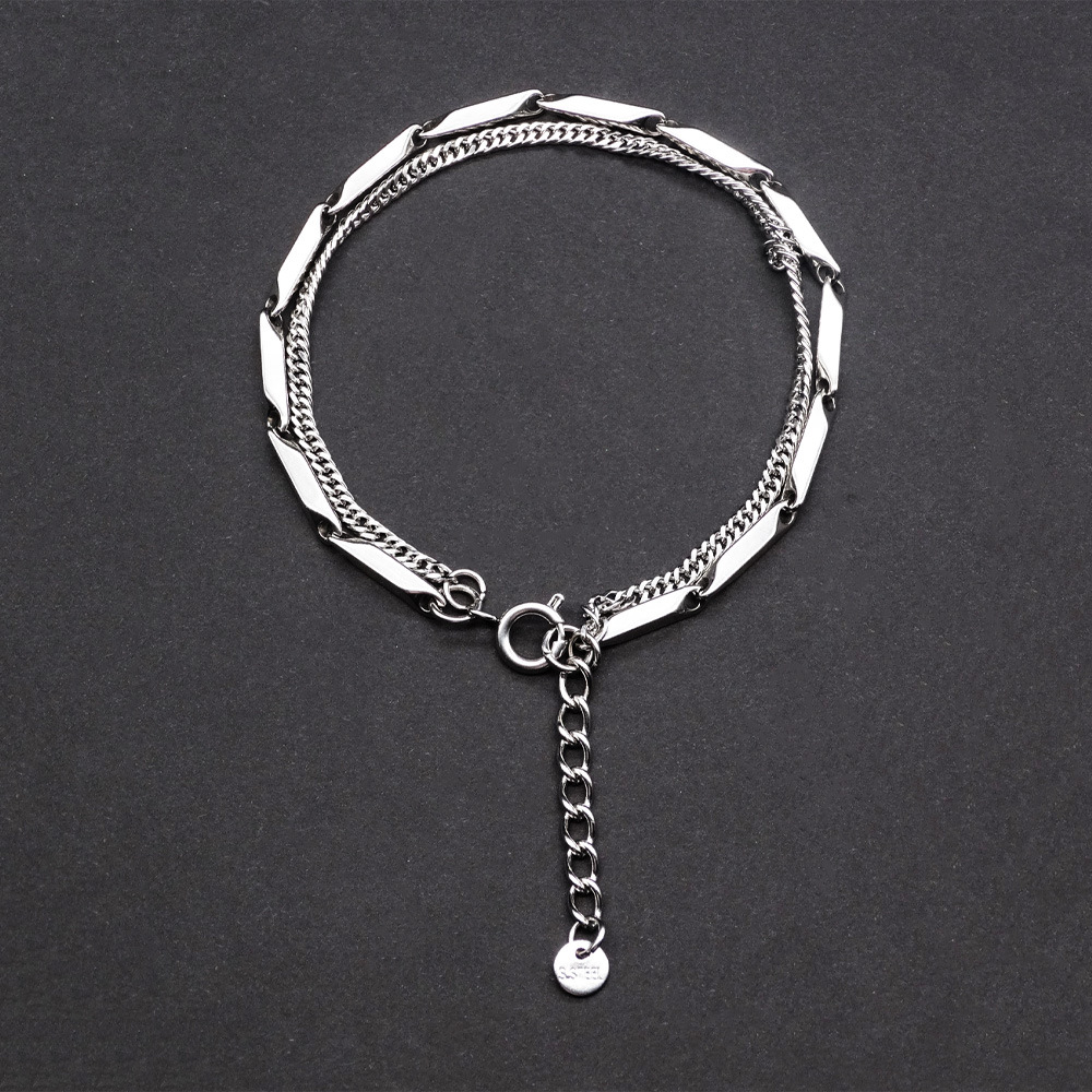 IMI Titanium Steel Double Layer Bracelet Men's Trendy Personalized Simple Hip-Hop Men's Bracelet Ins Niche Design Jewelry YL606