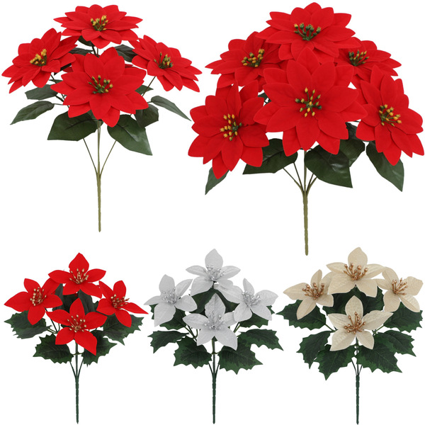 Christmas Poinsettia Simulated Flower Artificial Flower Christmas Flower Bouquet Outdoor Home Decoration Props Ornaments Wholesale