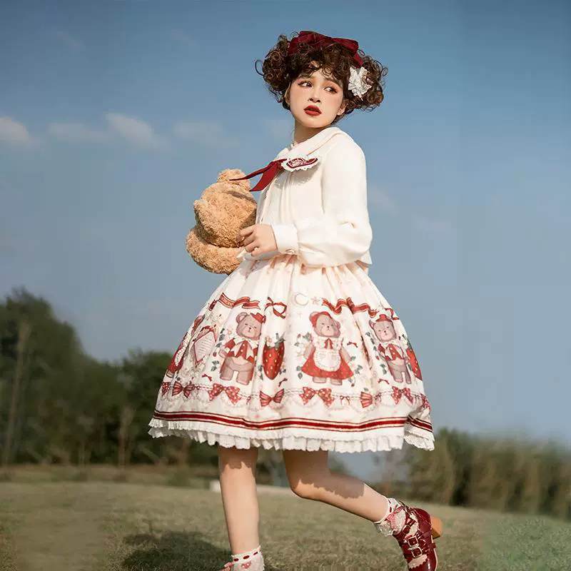 Оригинальный дизайн зимний подарок подтяжка юбка элегантный темперамент Лолита Лолита колледжа стиль набор из двух частей 6320