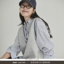 HAVERICE饭馆 学院女孩 清冷文艺复古长羊毛混纺针织马甲背心