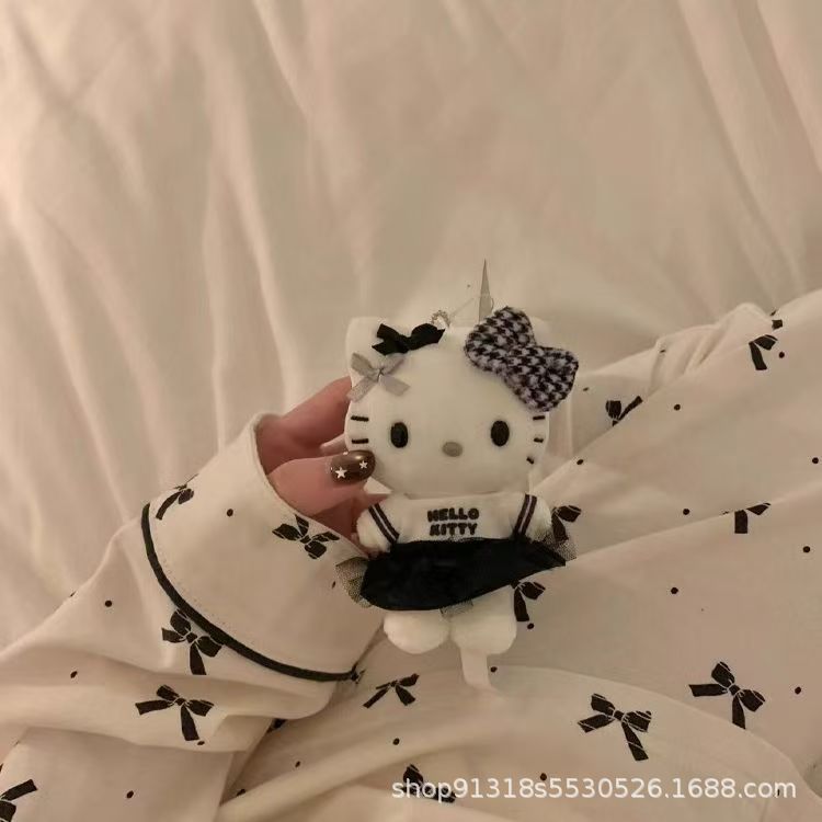 三丽鸥hello kitty包包挂饰哈喽hallo公仔凯蒂猫kt猫玩偶黑色挂件|undefined