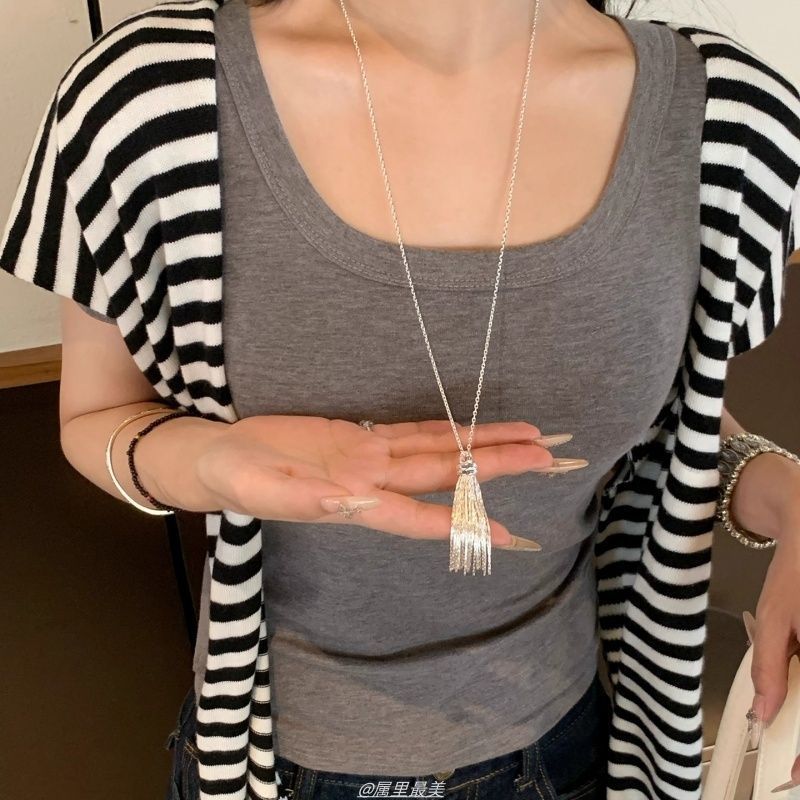 ins韩系波点蝴蝶结吊坠项链那女高级感时髦百搭长款毛衣链配饰|undefined