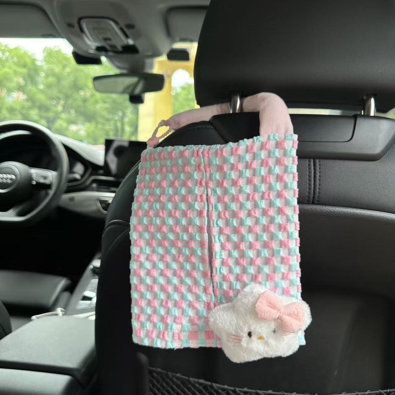 Car Tissue Box, Fabric Car Seat Back High-End Hanging Tissue Box, Creative Car and Home Dual-Use Tissue Bag Wholesale