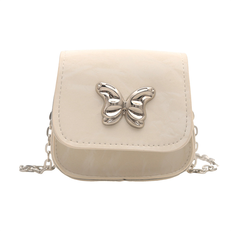 Mariposa de personalidad estética francesa 2024 otoño nuevo color sólido casual moda cadena mensajero hombro pequeño bolso cuadrado mujer