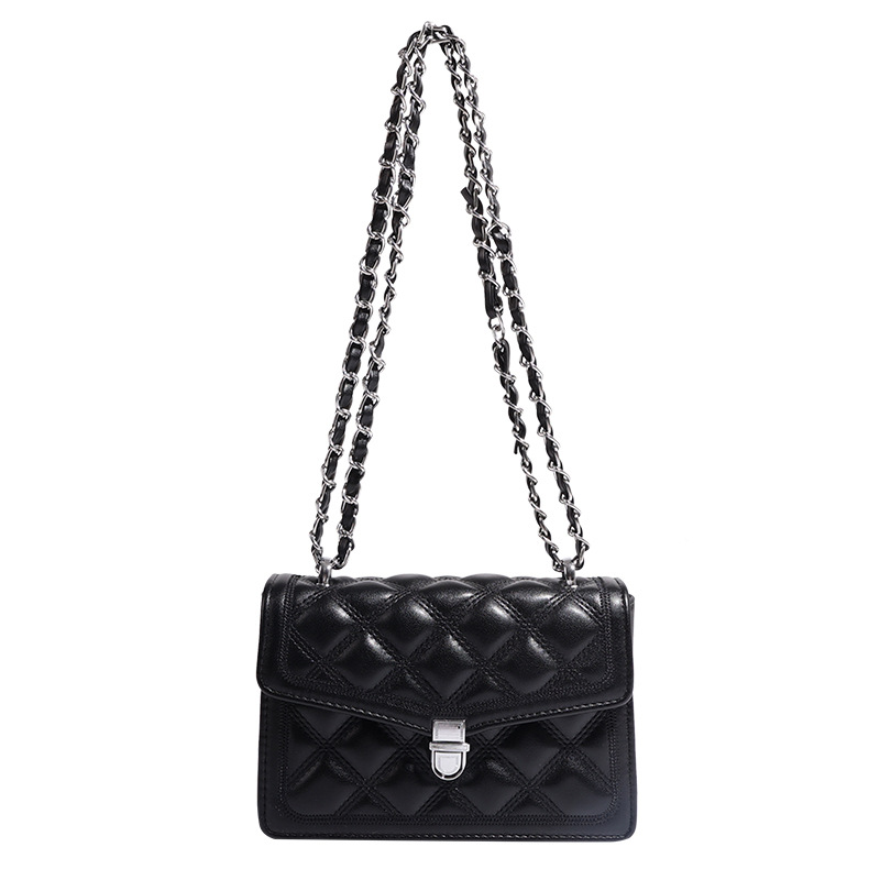 Diamond Pattern Embroidered Small Shoulder Bag For Women With Chain_voghion.com