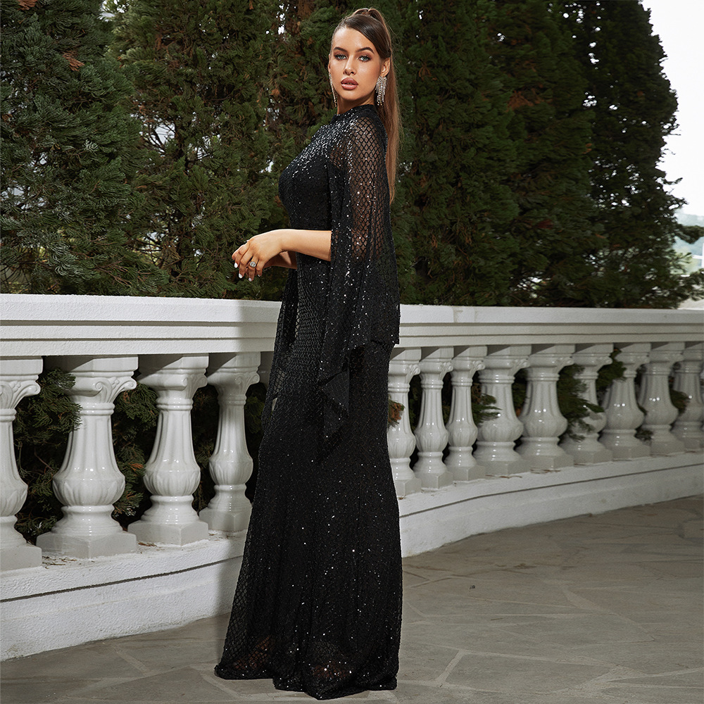 Long Sequinned Evening Dress For Prom And Banquet Women's Style_voghion.com