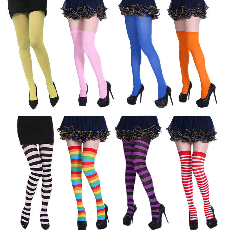 Halloween Christmas Striped Stockings Party Costume Accessories Over-the-Knee Stockings Striped Pantyhose Support Generation