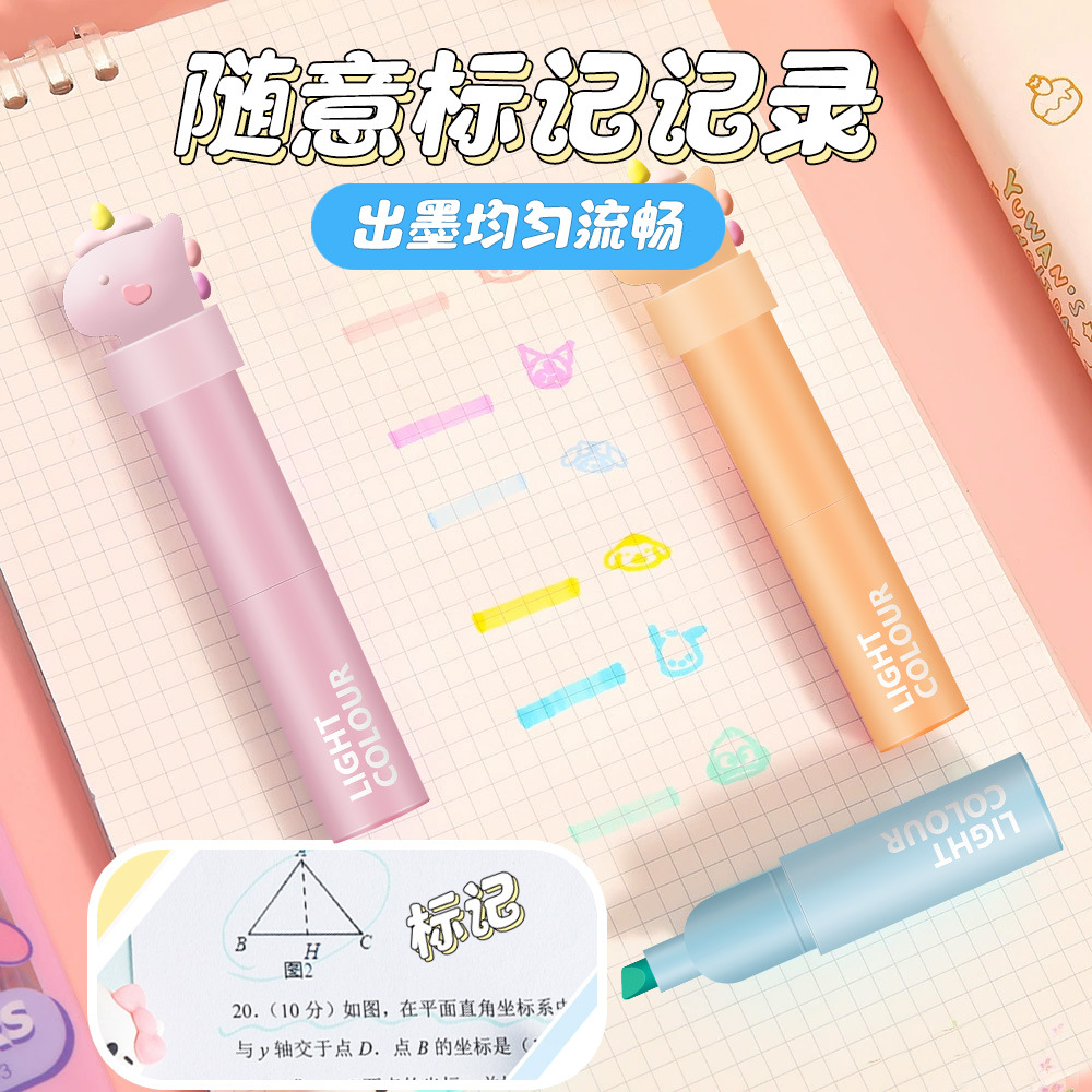 Unicornio puntero de resaltación puntero de marca puntero de mano puntero DIY set graffiti puntero de dibujos animados de alto valor de cara papelería