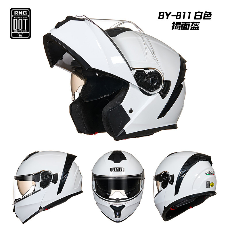Casco de invierno de doble espejo RNG para hombres y mujeres, casco eléctrico medio completo, casco de cola grande, casco de motocicleta bluetooth de cuatro estaciones
