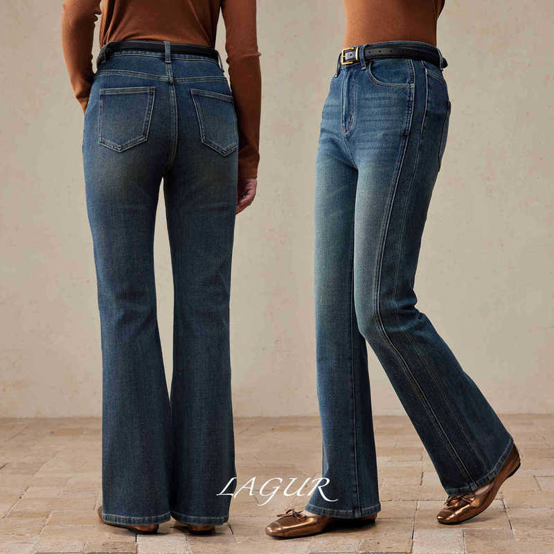 Lagur [Casual Curve Beauty] Slim High Waist Bootcut Jeans Stretch Women's Autumn New Pants Slimming