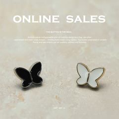 [Yi Sen] Chanel-style Black and White Butterfly Metal Button Knitted Cardigan Jacket with Decorative Buttons