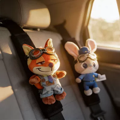 Zootopia Judy və Nick üçün Avtomobil Təhlükəsizlik Kəməri Çiyin Yastıqları, Cütlüklər üçün Şirin Avtomobil Bəzəyi