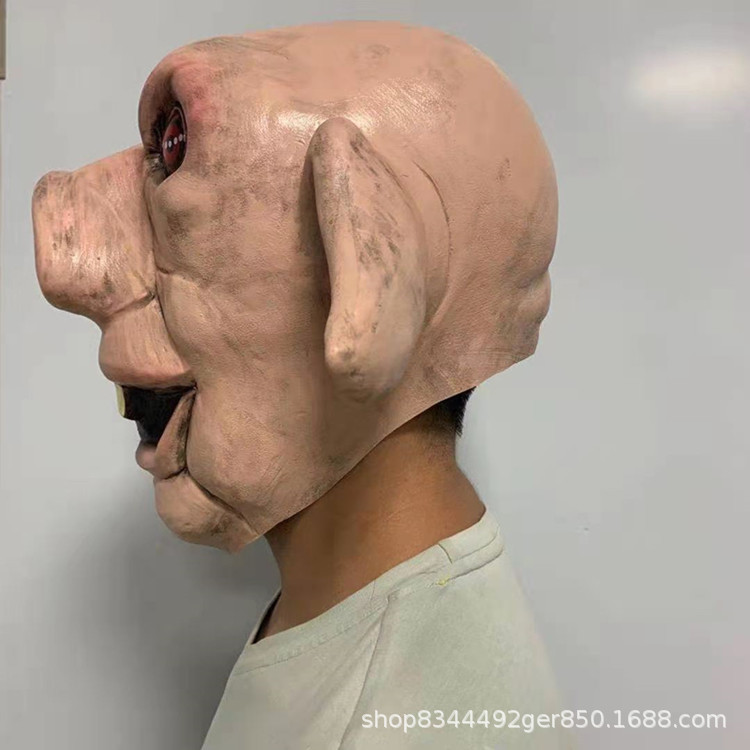 Vio horror 9 cabeza de cerdo máscara miedo sala de lucha Vio el cine y la televisión accesorios de Halloween horror vestido de látex sombrerería