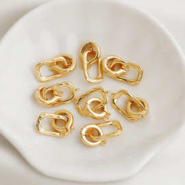 14K包金保色麻点长方形双圈连接扣 圆形珍珠项链收尾扣 diy配饰品