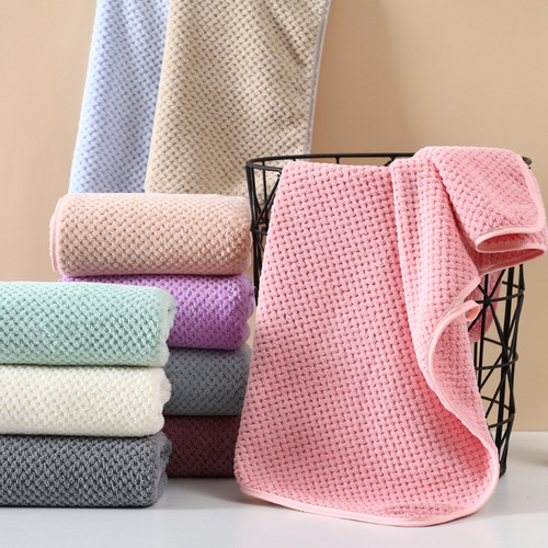 Pineapple check bath towel set soft coral velvet square towel absorbs water and is not easy to shed hair men and women face washcloth wholesale