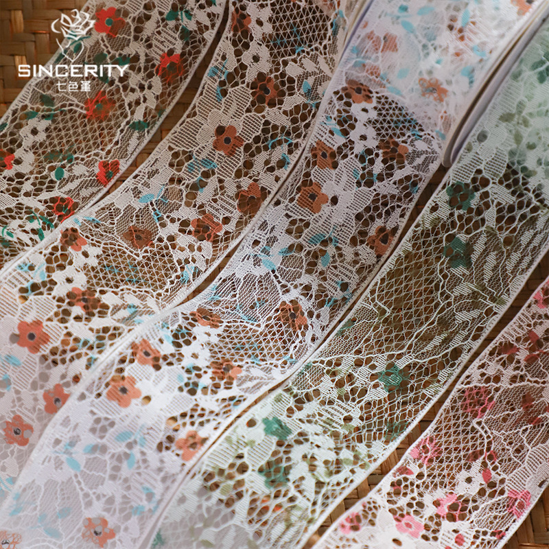 Siete colores, encaje de primavera, cinta de encaje, embalaje de flores, embalaje de regalo, regalo de bricolaje, material de floristería