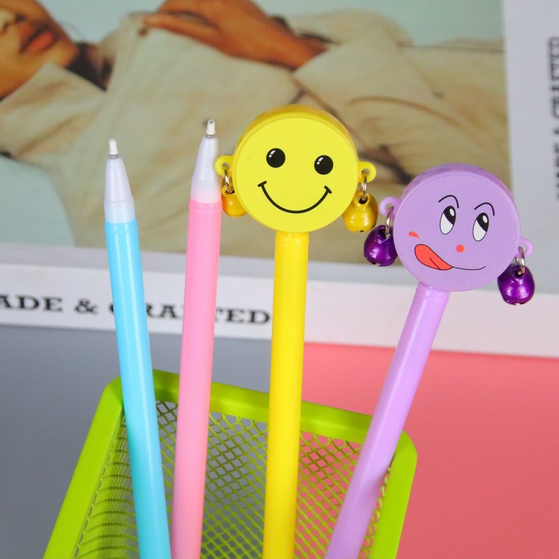 Dibujos animados cara sonriente expresión sonajero pluma de gel lindo estudiante campana colgante pluma creativa premio regalo pluma de agua