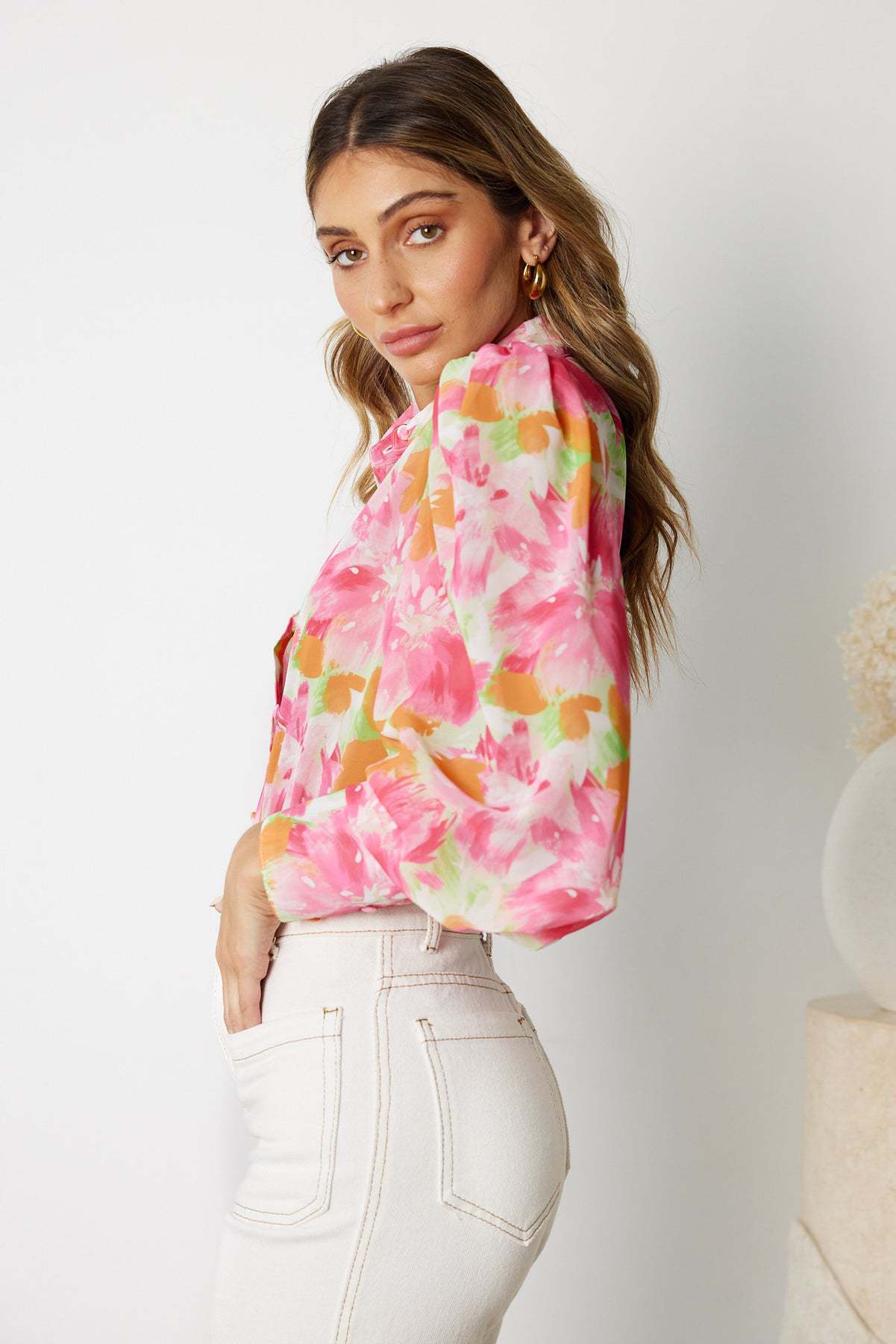 Women's Chiffon Shirt Long Sleeve Blouses Button Vacation Tropical display picture 16