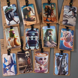 Foreign Mountain and Sea Scriptures Wooden Stick Luggage Tag Suitcase Tag Silicone Checked Boarding Pass Student Card Holder Pendant