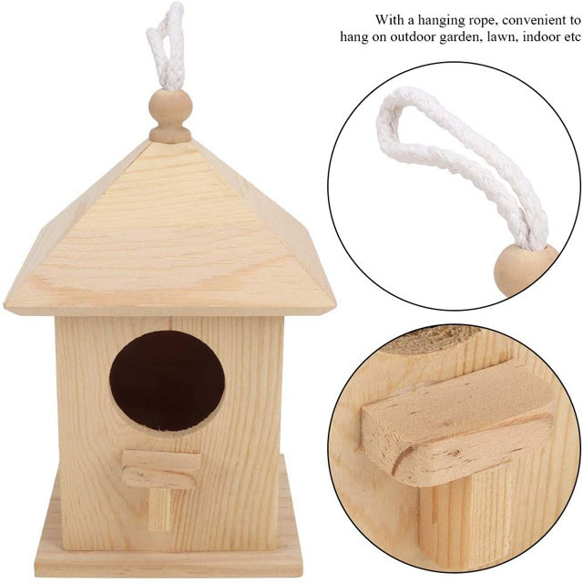 Madera al aire libre pájaro nido creativo pájaro alimentador pájaro casa Nido de Pájaro jaula cría caja Loro Casa decoración personalizada colgante