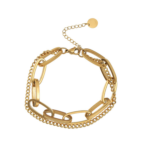 Longrui retro fashion gold long chain pendant double-layer thick bracelet women's trendy brand accessories bracelets for cross-border