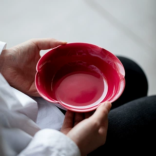 胭脂红创意花瓣壶承家用茶台盖碗托养壶垫陶瓷干泡盘日式茶点盘子