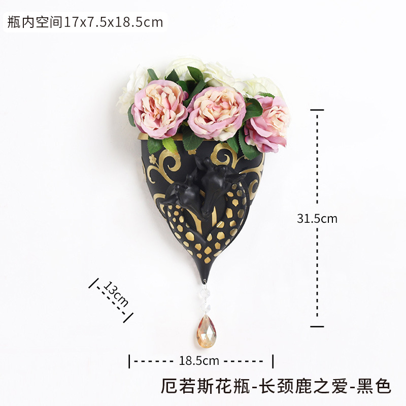 Luz nórdica lujo Eros decorativo colgante de pared jarrón creativo hogar pared decoración Fondo pared jarrón de flores secas colgante de pared