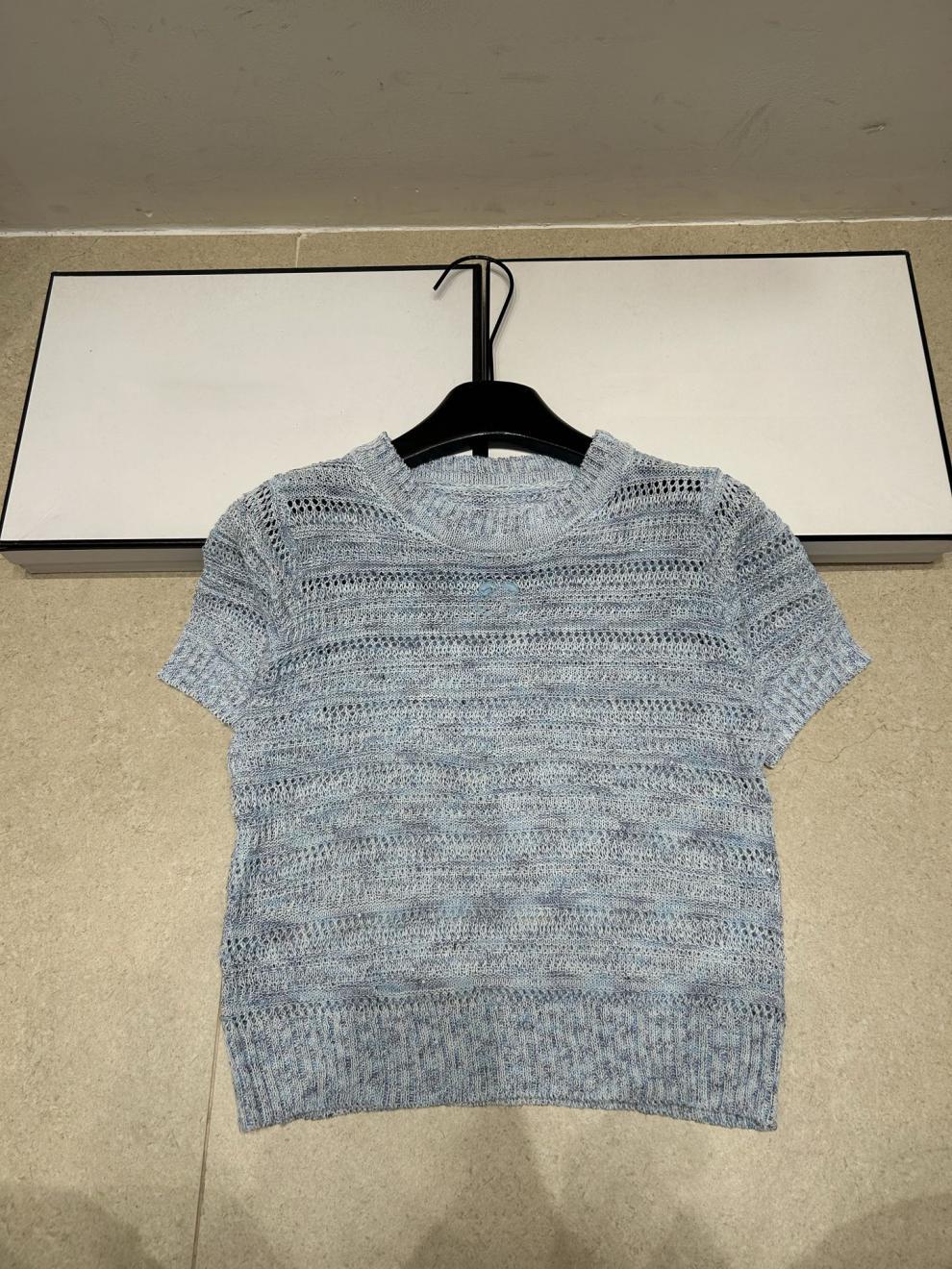 European High-Quality Summer New Style Knitted Short-Sleeve Top Made From Special Yarn, Brand Logo Simple, Casual, Fashionable,_ecoleips.com