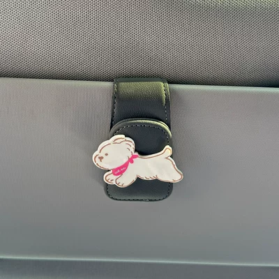 Car Glasses Clip/Bill Clip Clip, Car Sunglasses Storage - white-scarf-dog-grey-clip-on-glasses