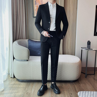 2025 New Autumn and Winter Men's Suit Business Casual Suit Groom Wedding Dress Brown Two-Piece Suit