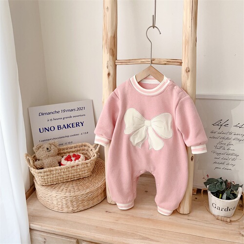 Baby spring clothing newborn baby girl onesie full moon hundred days princess super cute harem spring and autumn outdoor crawling clothing