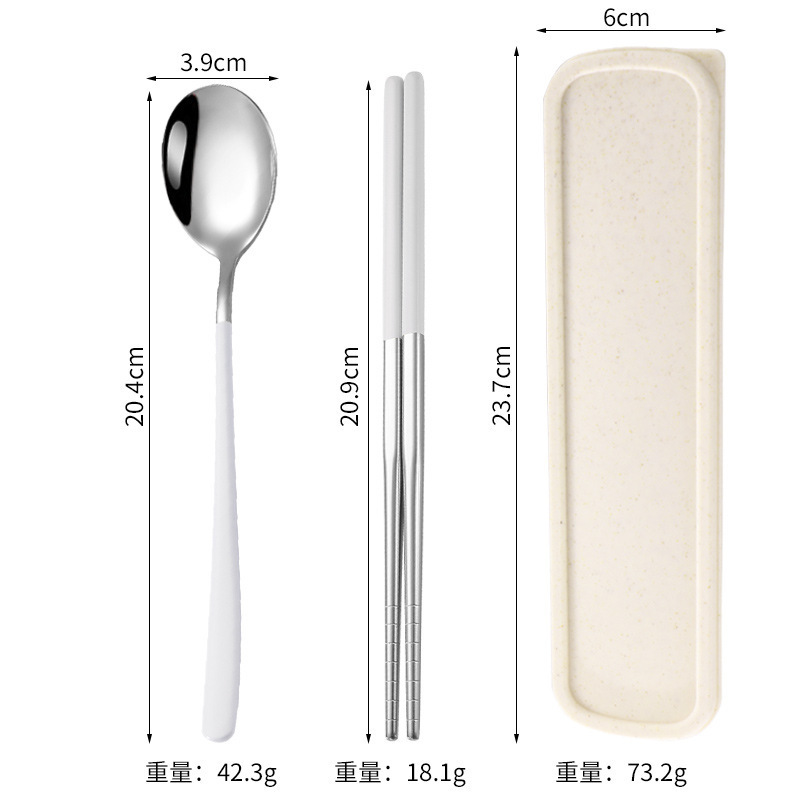 食品グレードのステンレス鋼のスプーン、フォーク、箸の 3 点セット学生食器オフィスワーカーポータブルボックスギフト屋外|undefined