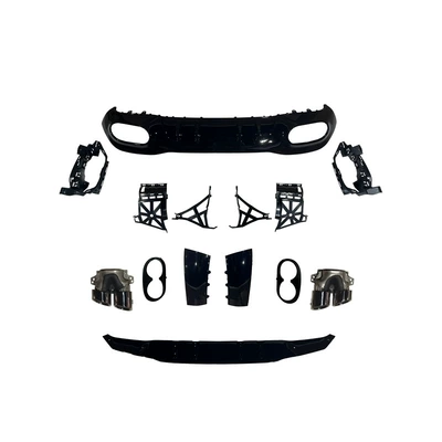 Suitable for Mercedes-Benz, Big Surrounded - a-class-w177-modified-to-a45-style-rear-lip-and-exhaust-tips-black