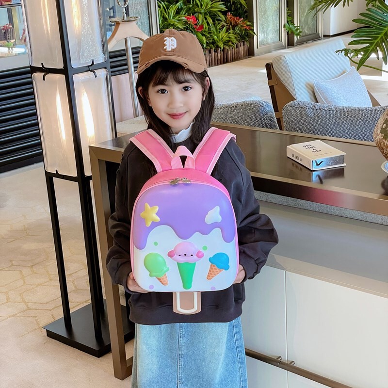 新款儿童书包可爱幼儿园小孩卡通雪糕蛋壳双肩包宝宝外出轻便背包|undefined