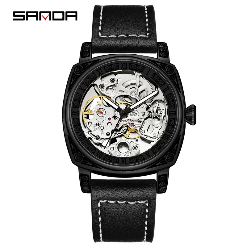 Sanda nuevo reloj hombres hueco reloj mecánico moda 7013 reloj mecánico automático niños reloj impermeable hombres