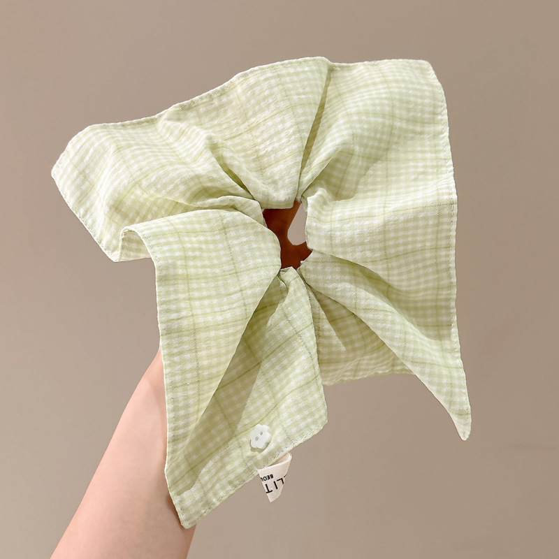 Temperamento bufanda cuadrada intestino lazo para el cabello femenino 2025 nuevo estilo súper grande cola de caballo cabeza cuerda viento perezoso banda de goma cuerda para el cabello tocado