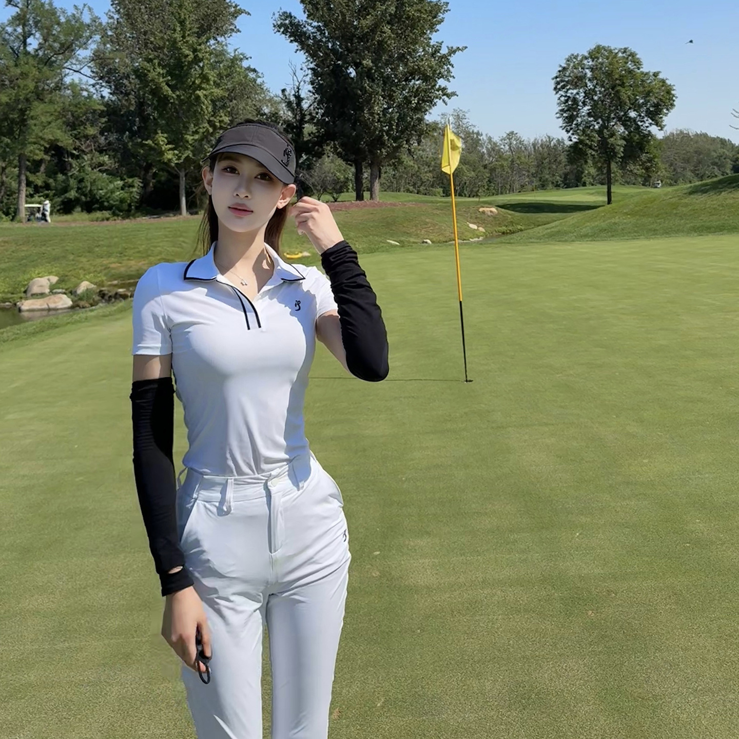 Tashi Golf Quick-Drying Stretch Polo Shirt Stretch Top Ig Golf Clothing Women's Slim Slim Long Pants