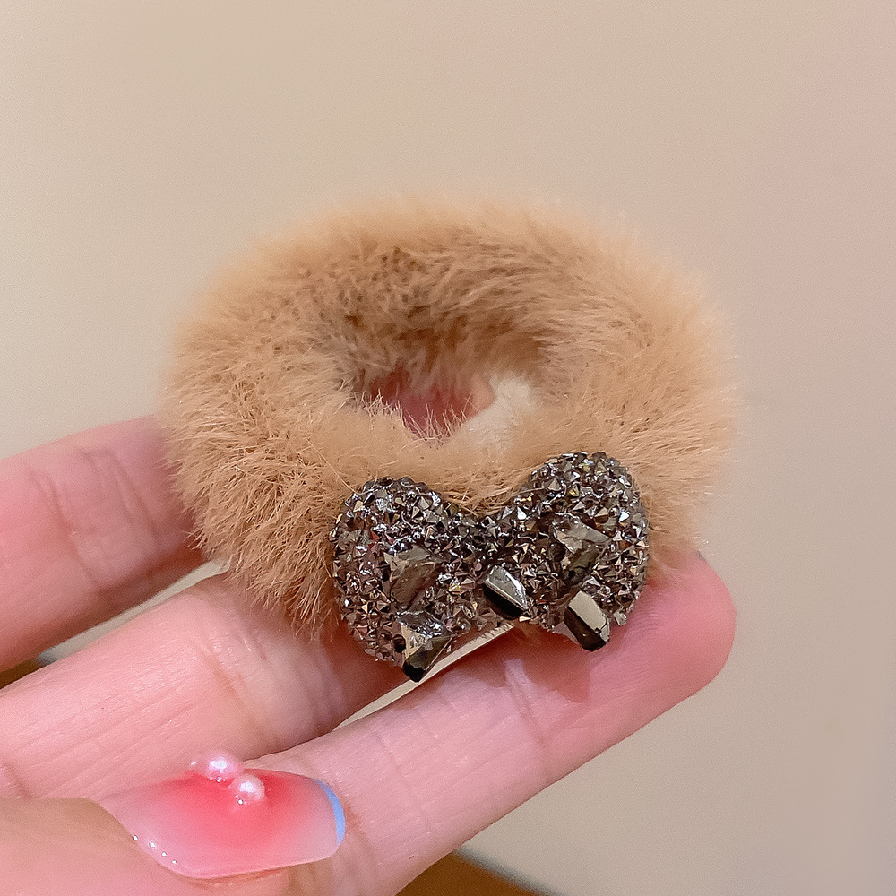 Arco banda de goma niñas 'pelo corbata de pelo cuerda otoño e invierno nuevo felpa pelo banda alta elástico durable pelo cuerda pelo accesorios