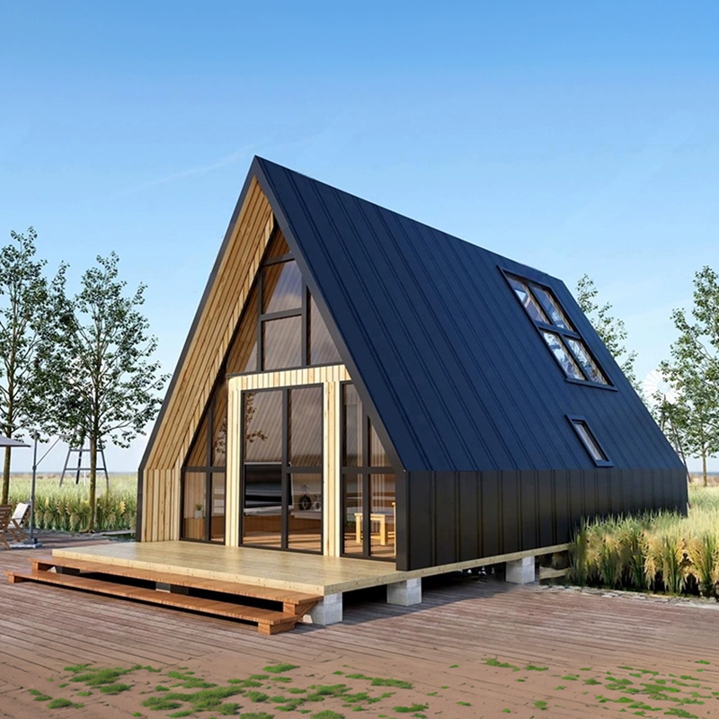 Треугольный деревянный дом B&B — антикоррозийная обработка древесины, сборка на улице, мобильный домик