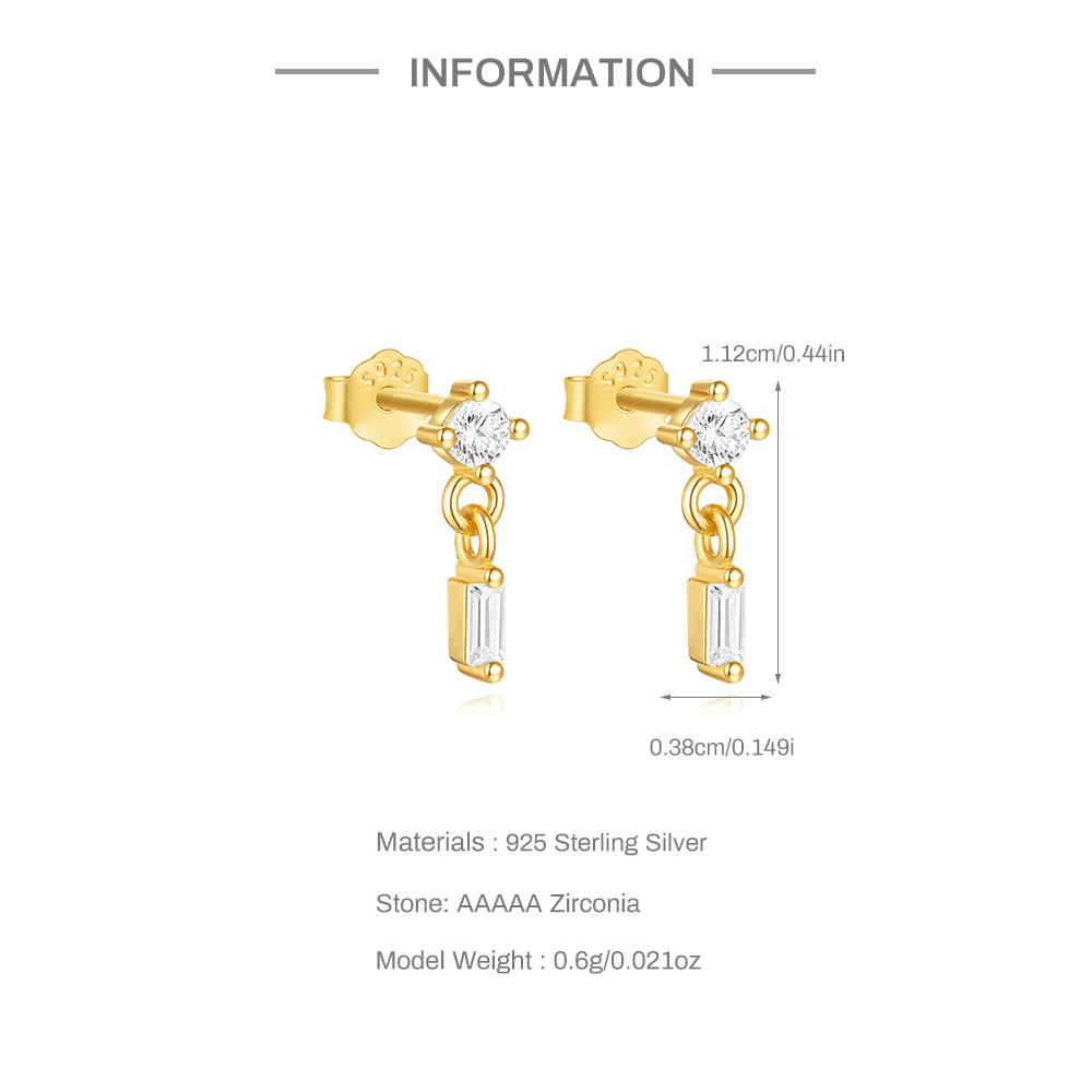925 Sterling Silver Ear Needle Material 1 Pair 925 Sterling Silver Zircon Water Droplets Ear Studs