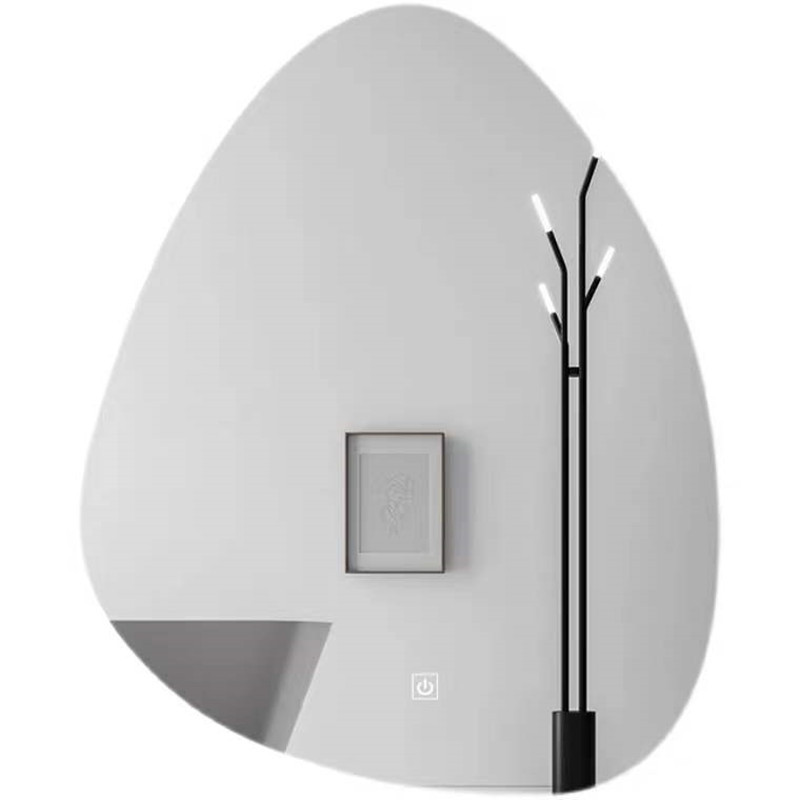 Espejo inteligente de gota de agua de forma extraña pantalla táctil hotel baño espejo de maquillaje con lámpara espejo de baño pared led espejo de baño