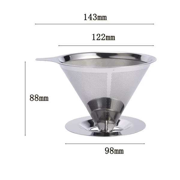 Filter-free coffee funnel V60 filter single and double-layer hand-brewed coffee filter screen hand-ground coffee funnel filter screen
