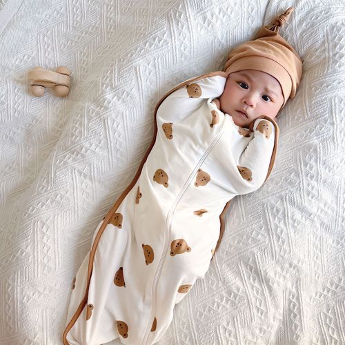 Ins style cartoon pure cotton infant sleeping bag baby all-season universal newborn sleeveless vest children's anti-kicking quilt