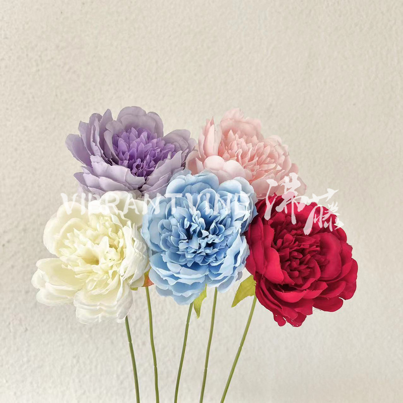 National tide peony artificial flower living room table decoration single peony artificial flower hairpin accessories silk flower factory wholesale National tide peony artificial flower living room table decoration single peony artificial flower hairpin accessories silk flower factory wholesale