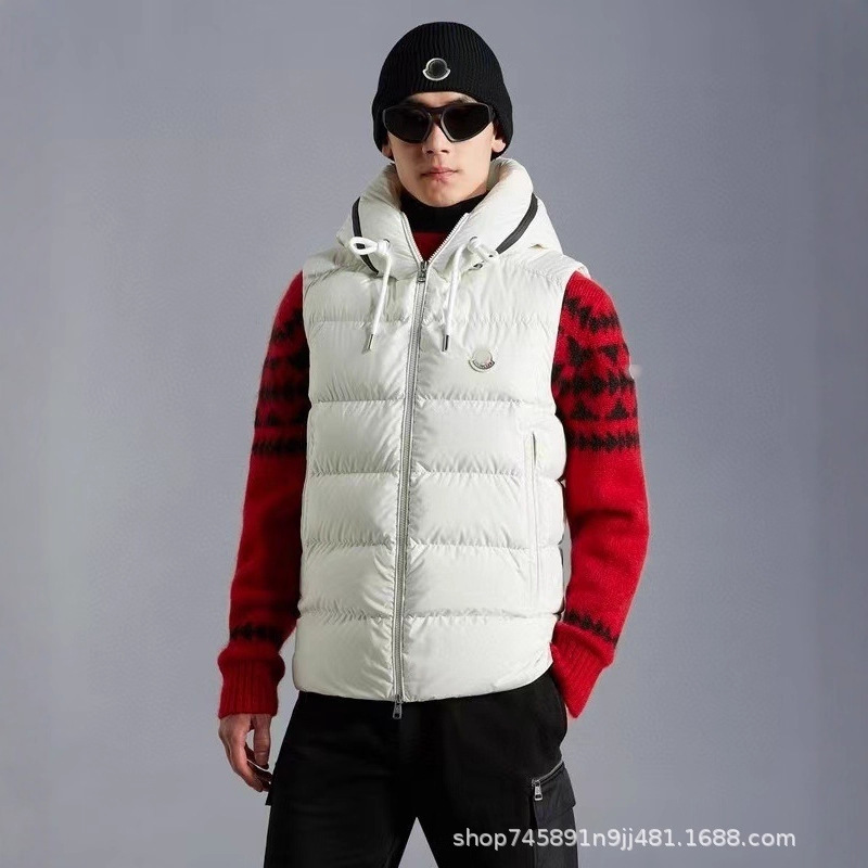 Mengkou High-End Hooded Lettered down Vest, New Autumn and Winter Fashion Unisex Vest down Jacket