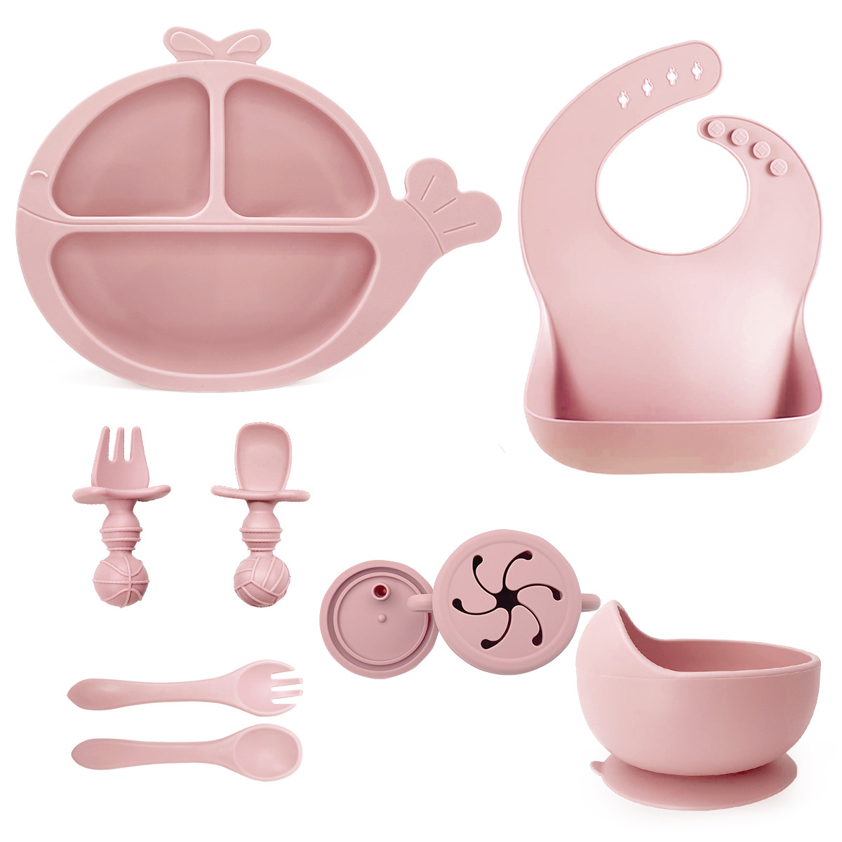 Plato dividido para bebé, vajilla popular para niños, plato de silicona para bebé y madre de Amazon, tazón de comida dividido